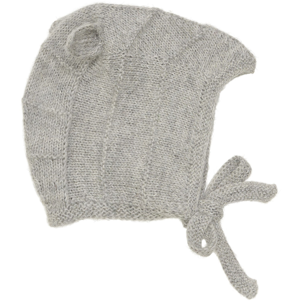 Huttelihut Medium Grey Melange Bonnet Ears Alpaca Uld Strik