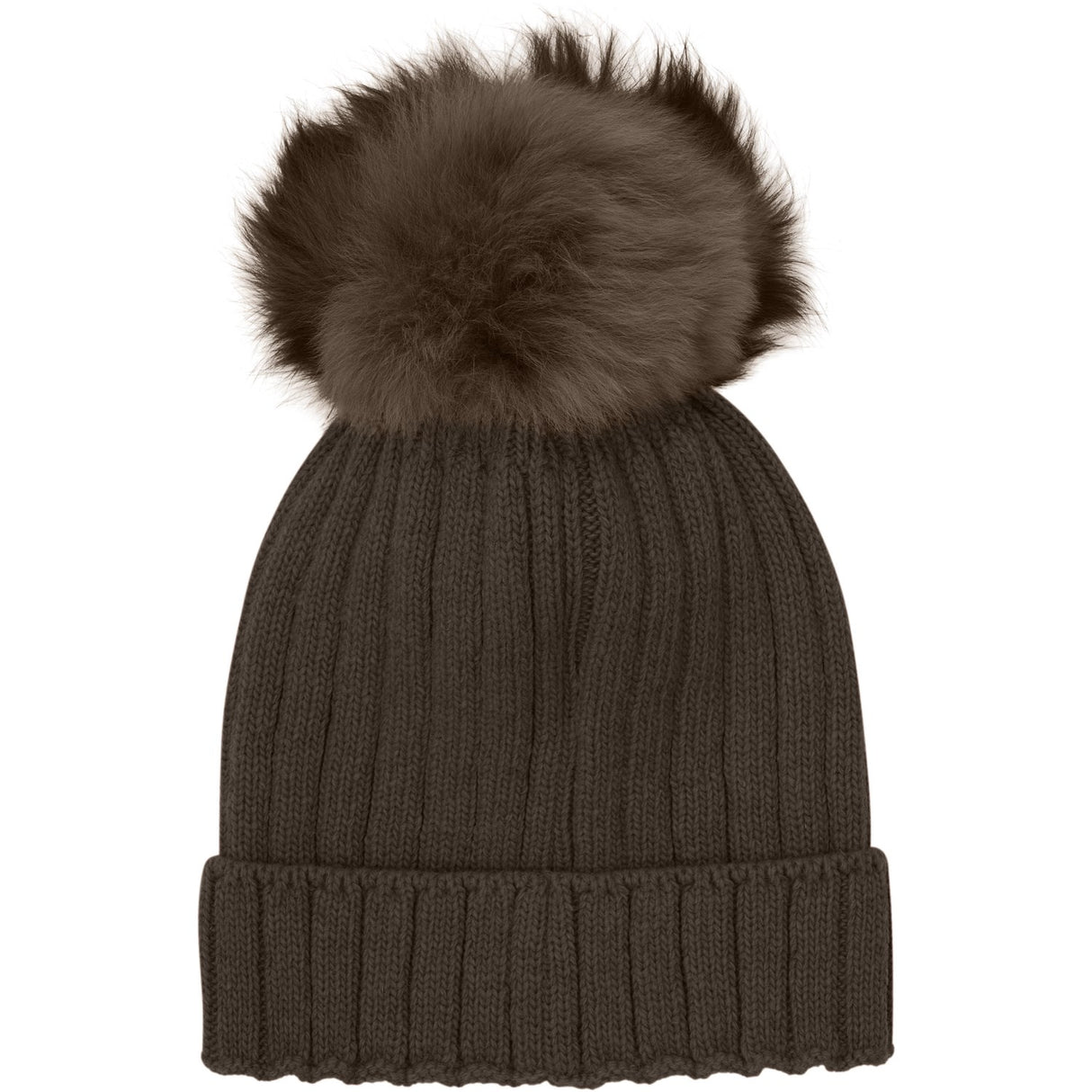 Huttelihut Dark Brown Melange Hue Strik Alpaca Pompom