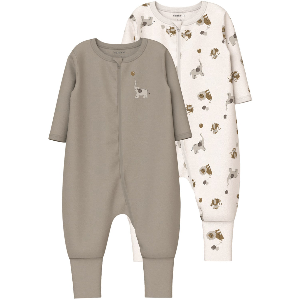 Name It Jet Stream Nbnnightsuit 2P Zip Ff Animal Noos