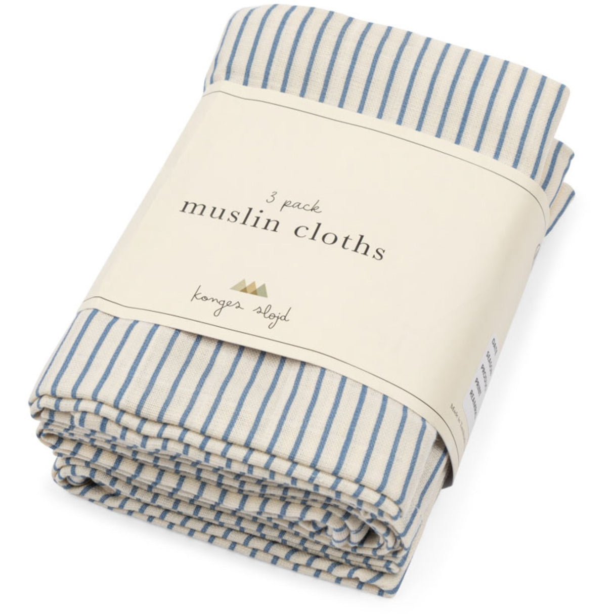 Konges Sløjd Stripe Bluie 3 Pak Muslin Cloth GOTS