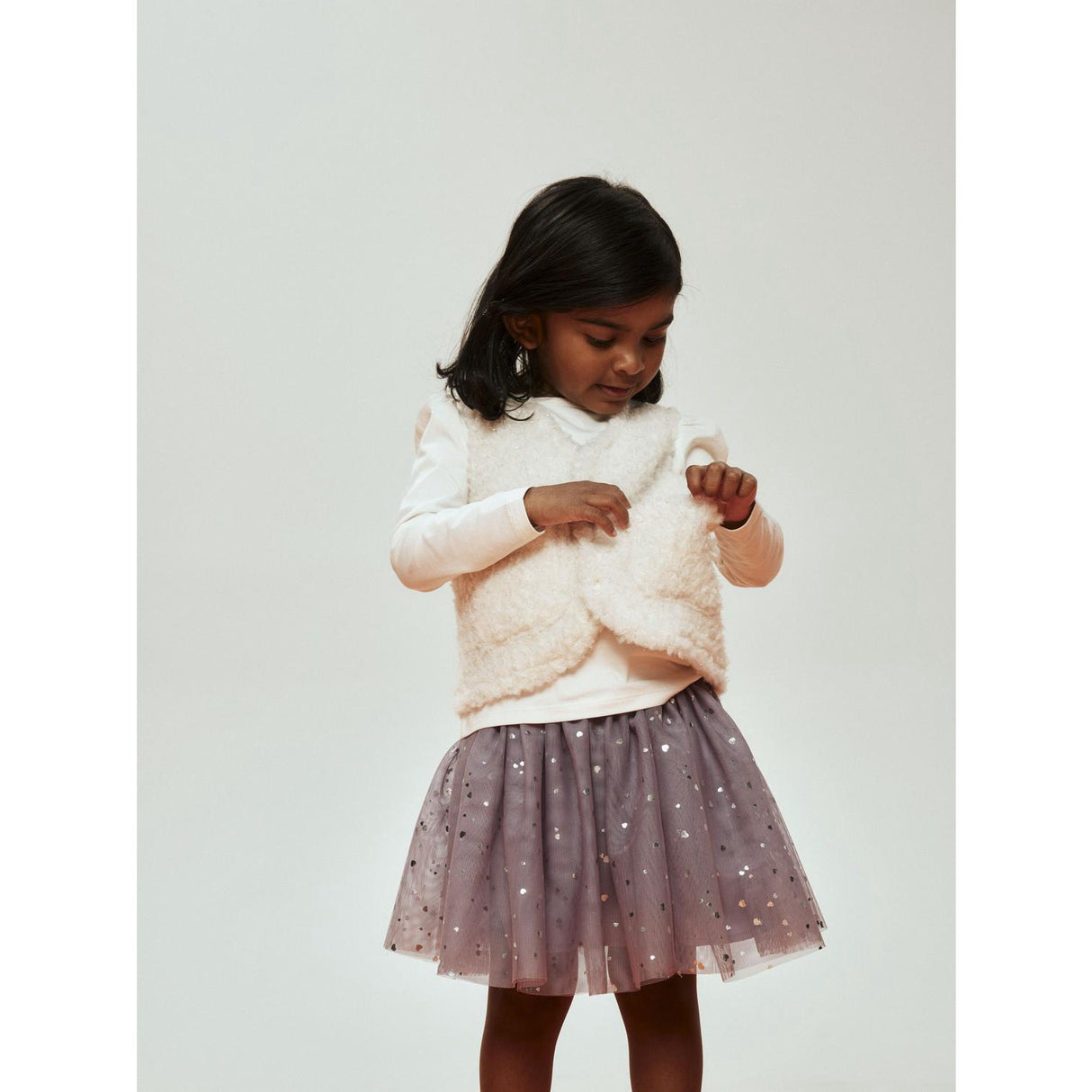 Name It Lavender Gray Silver Foil Nmfterana Tyl Nederdel