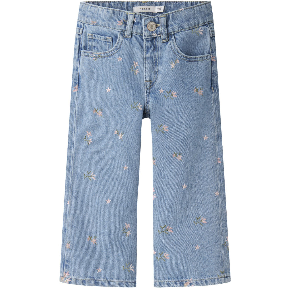 Name It Light Blue Denim Flower Emb Nmfrose Wide Jeans 3614-Za