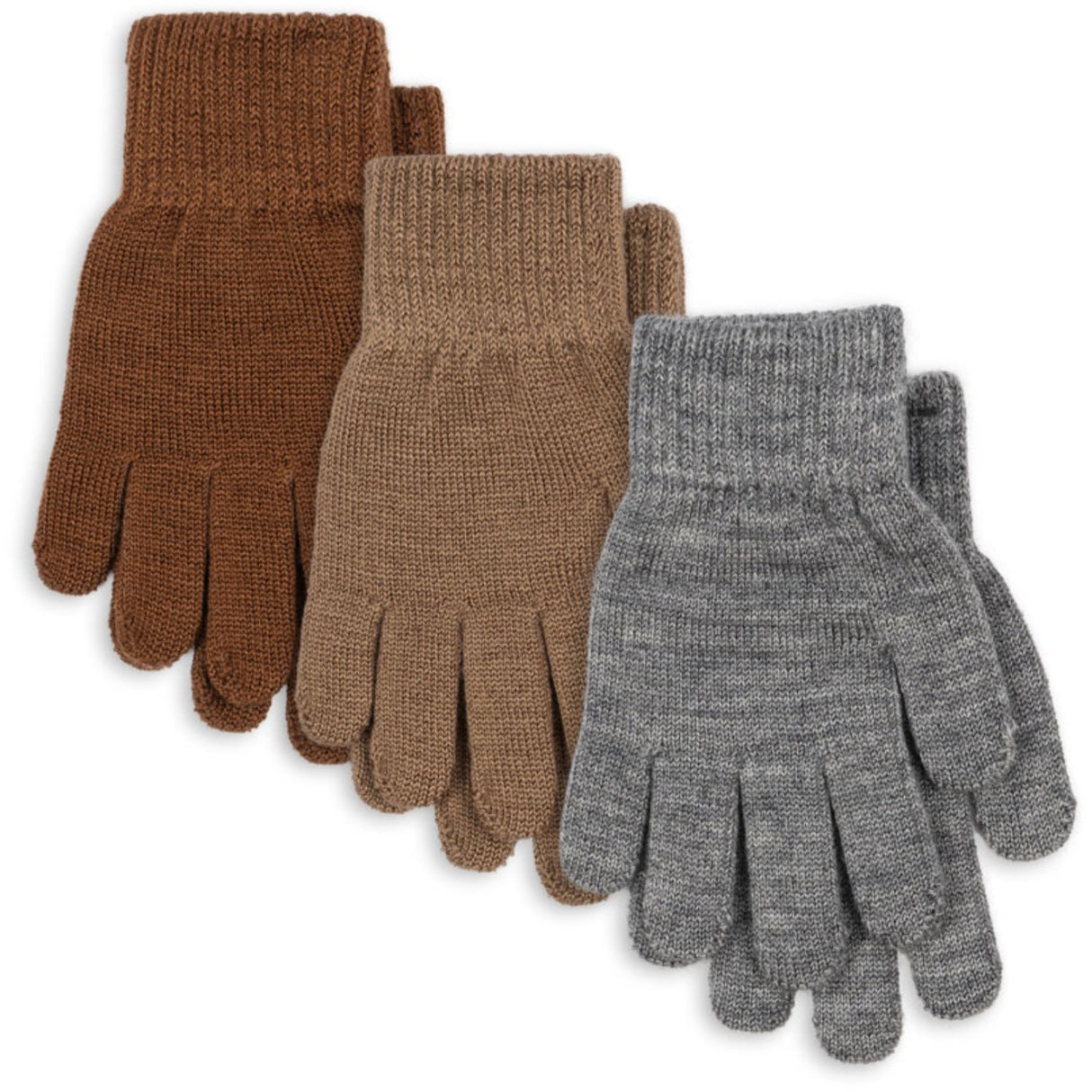 Konges Sløjd Grey Melange/Beige/Brown 3 Pak Filla Handsker