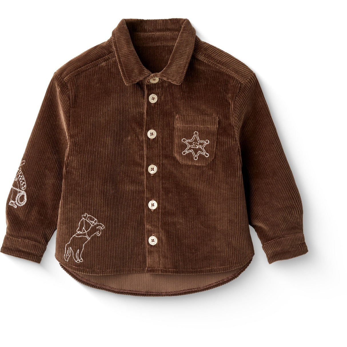 COPENHAGEN COLORS Dk Brown Comb Corduroy Overshirt W. Emb.