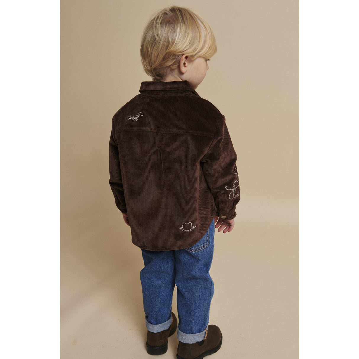 COPENHAGEN COLORS Dk Brown Comb Corduroy Overshirt W. Emb.