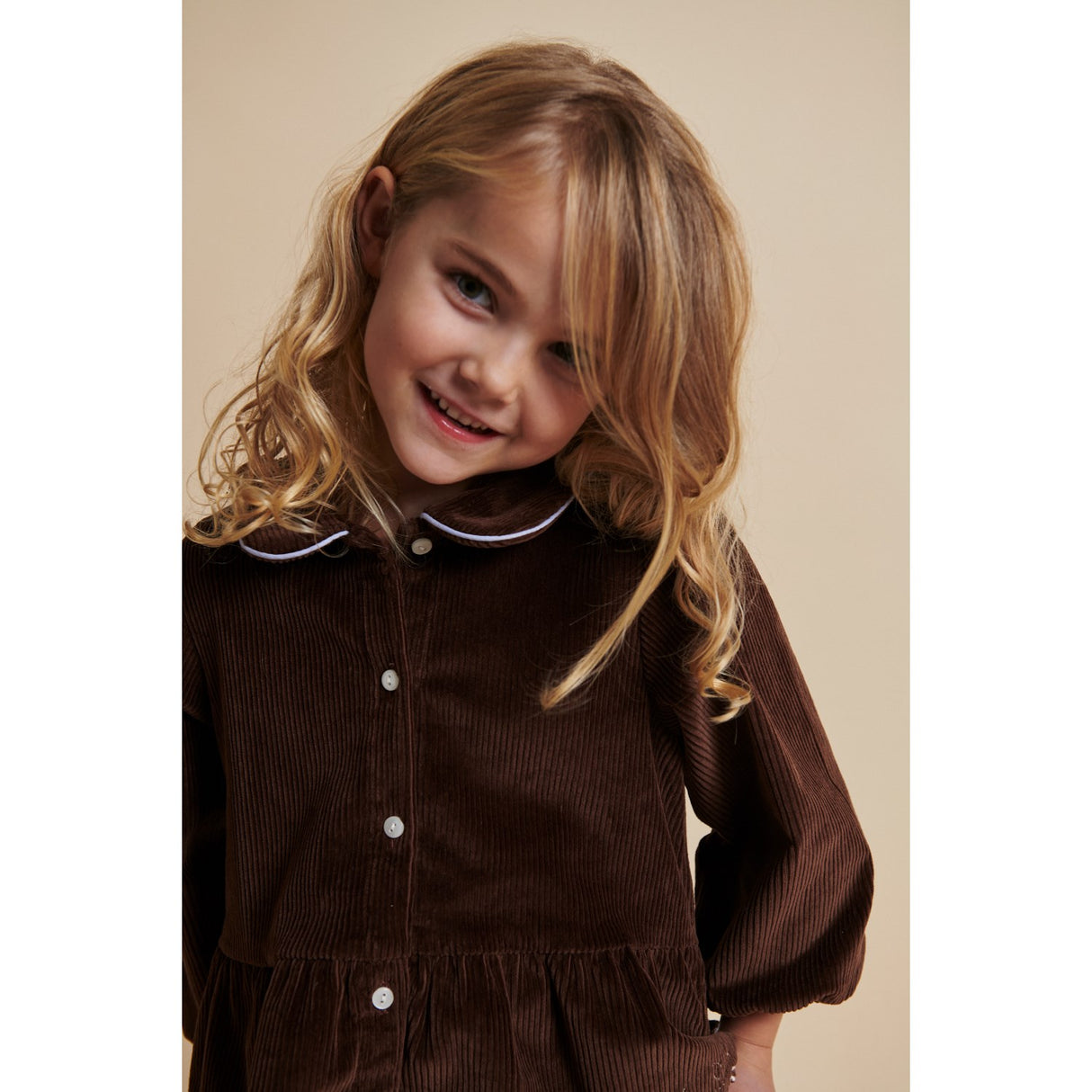 COPENHAGEN COLORS Dk Brown Comb Corduroy Bluse W. Emb.