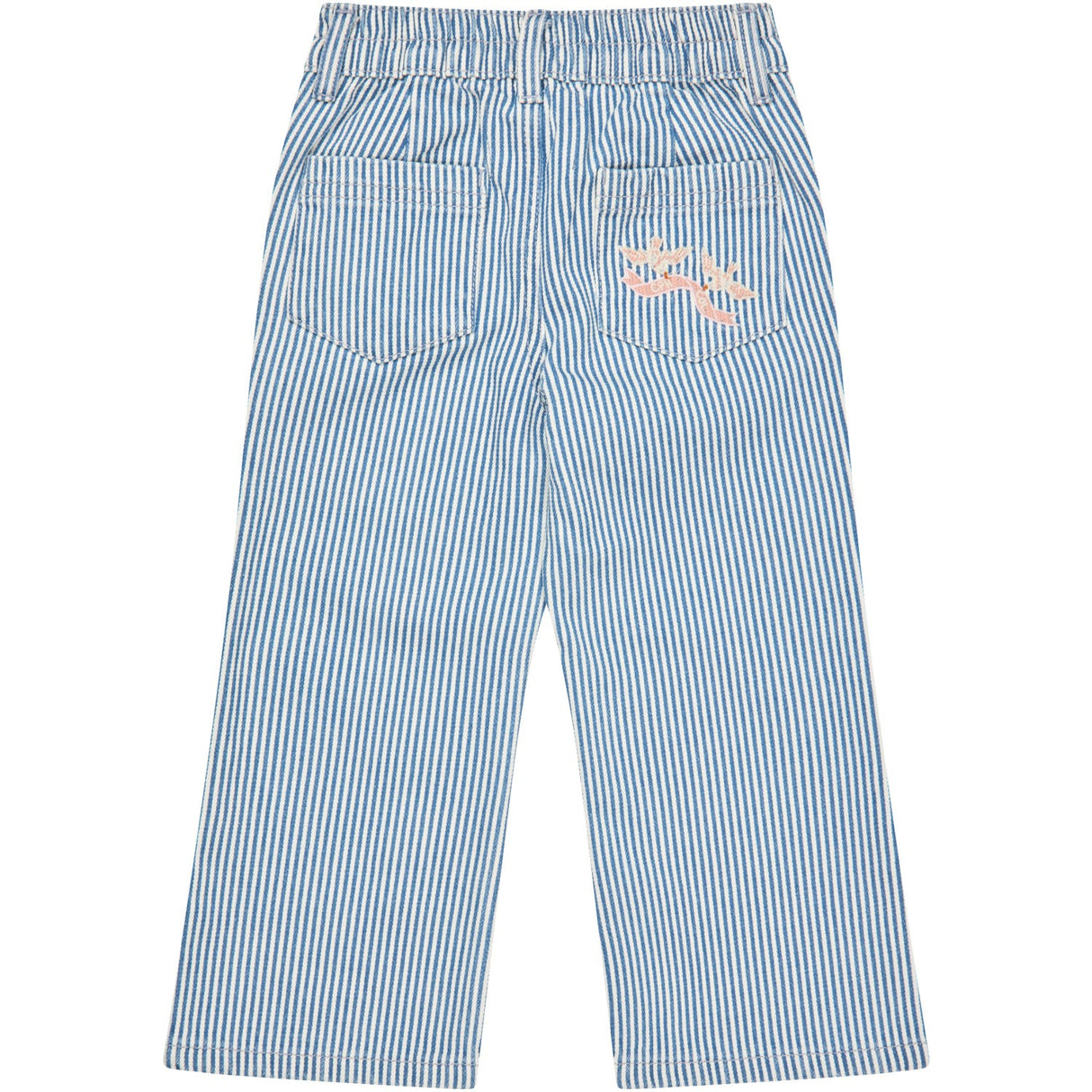 COPENHAGEN COLORS Denim Blue Stripe Y/D Twill Pant W. Wide Leg Og Embroidery