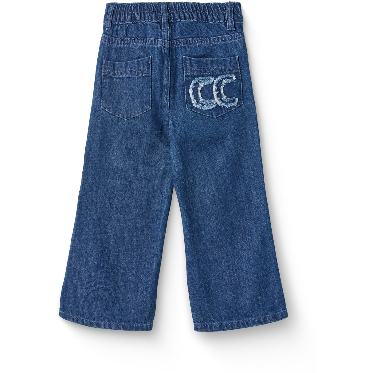 COPENHAGEN COLORS Dark Indigo Blue Washed Organic Denim Bukser W. Pocket Embroidery & Wide Leg
