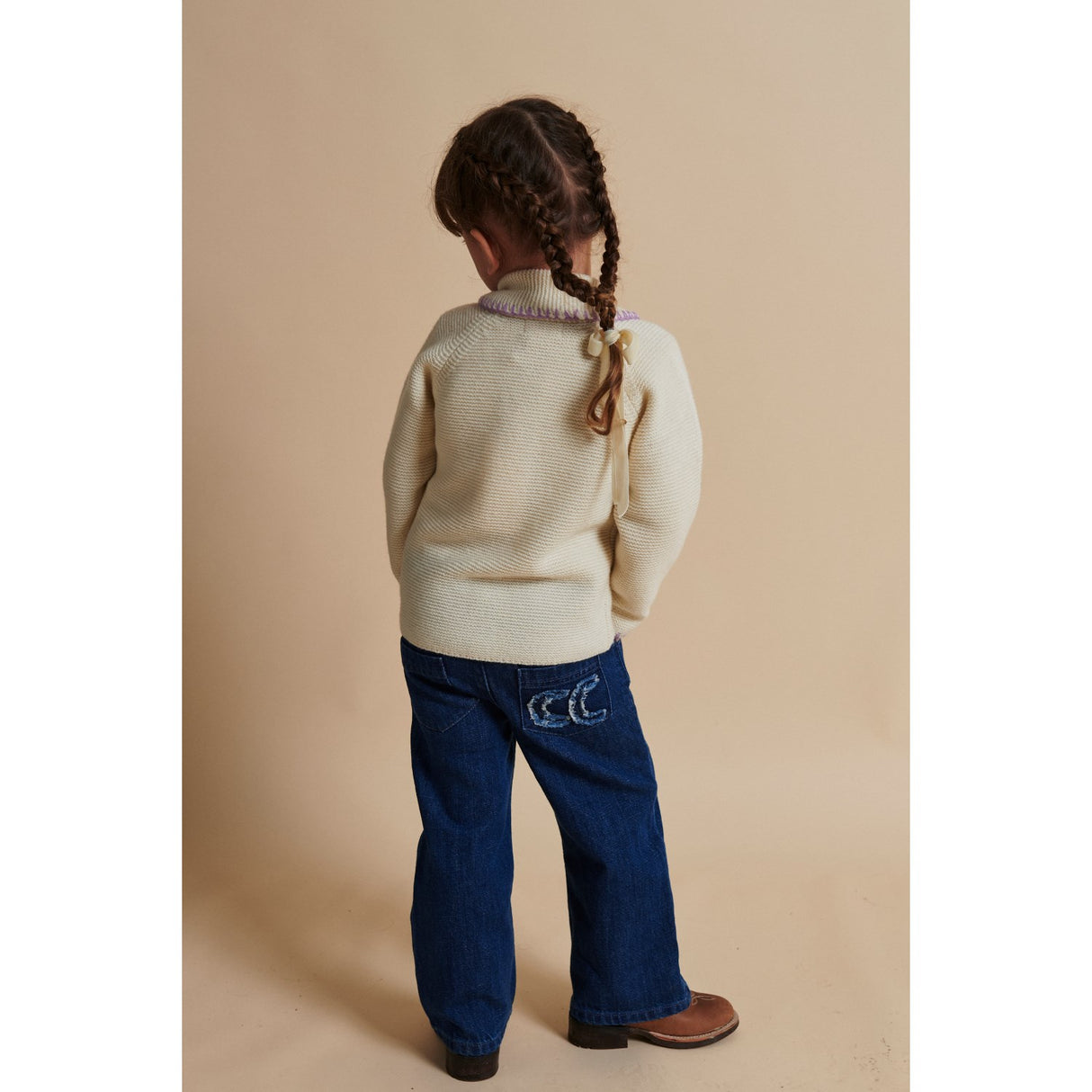 COPENHAGEN COLORS Dark Indigo Blue Washed Organic Denim Bukser W. Pocket Embroidery & Wide Leg