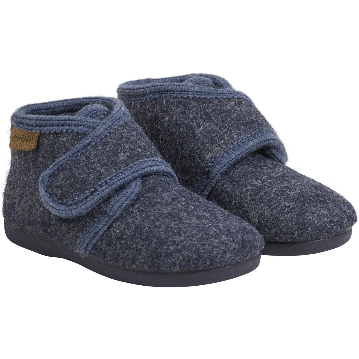 En Fant Navy Melange Futter Uld Velcro