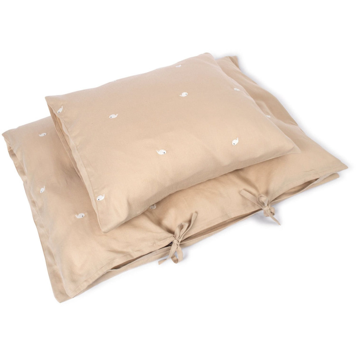 FILIBABBA Warm Grey Sengetøj Gots - Embroidered Christian The Whale