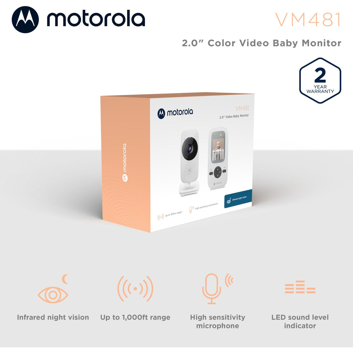 Motorola Babyalarm med Kamera - Hvid - VM481 2" WHT