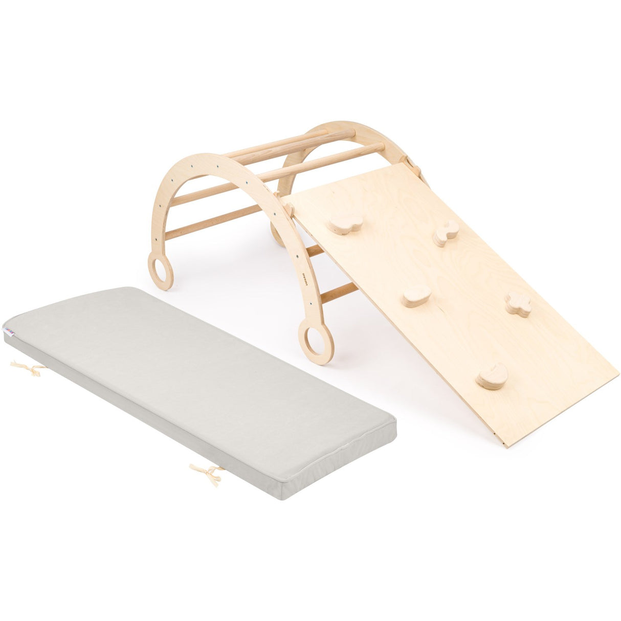 Woobiboo Natural Montessori Rocker Med Gray Madras Og Slide-Climber L