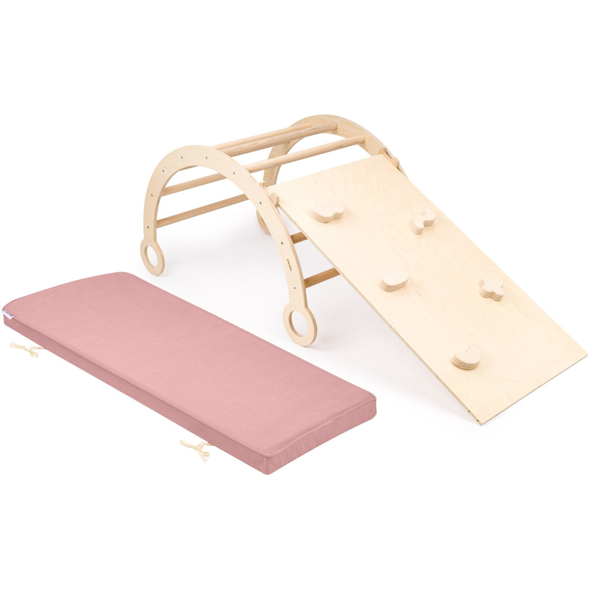 Woobiboo Natural Montessori Rocker Med Pink Madras Og Slide-Climber L