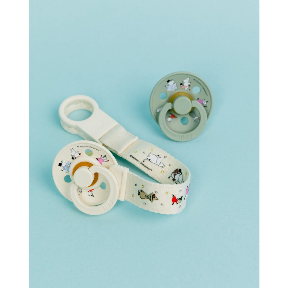 Bibs X Moomin Ivory/sage Colour Sut & Loop Clip Gavesæt Latex