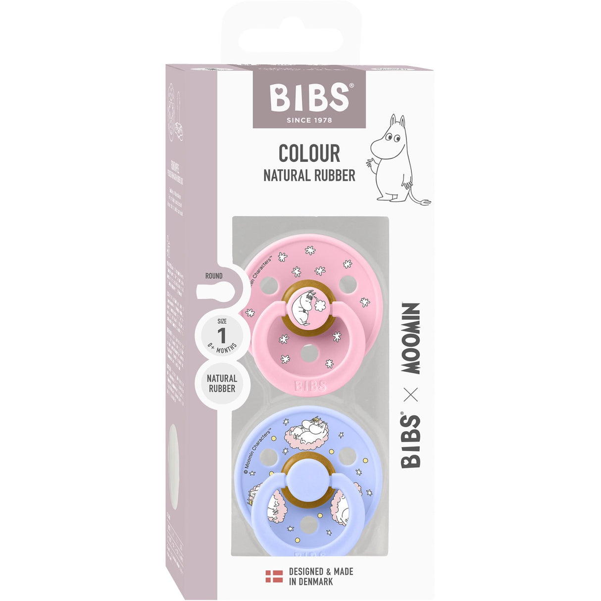 Bibs X Moomin Baby Pink Mix Sut Colour 2-Pak Dreaming Latex