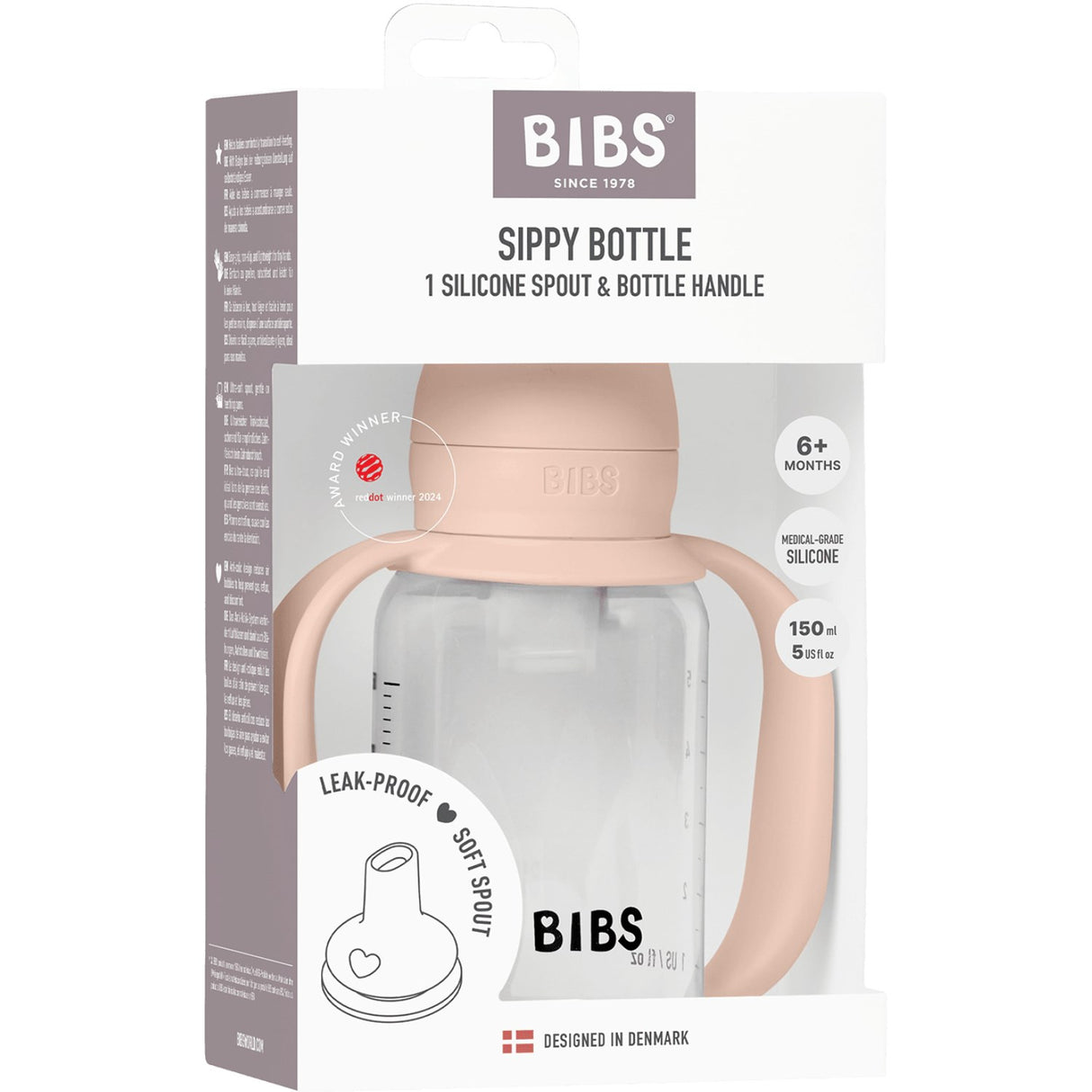Bibs Blush Baby Sippy Flaske Spout Round Silikone Slow Flow