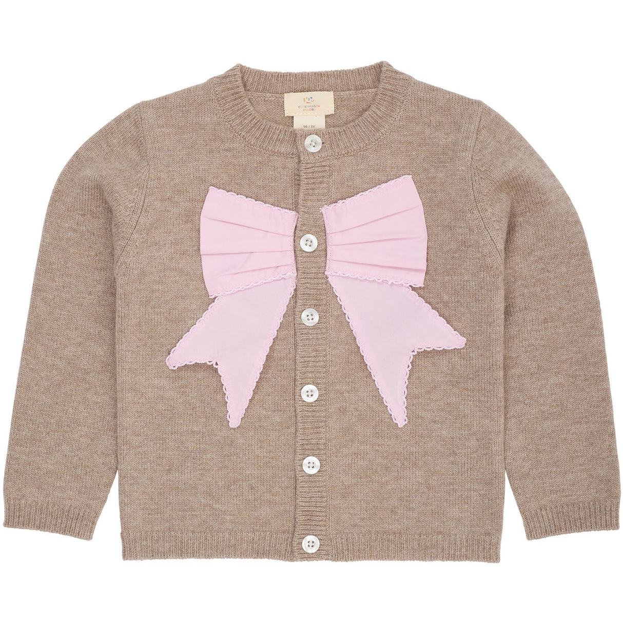 COPENHAGEN COLORS Sand/Lavender Comb. Cashmere Cardigan W. Poplin Sløjfe