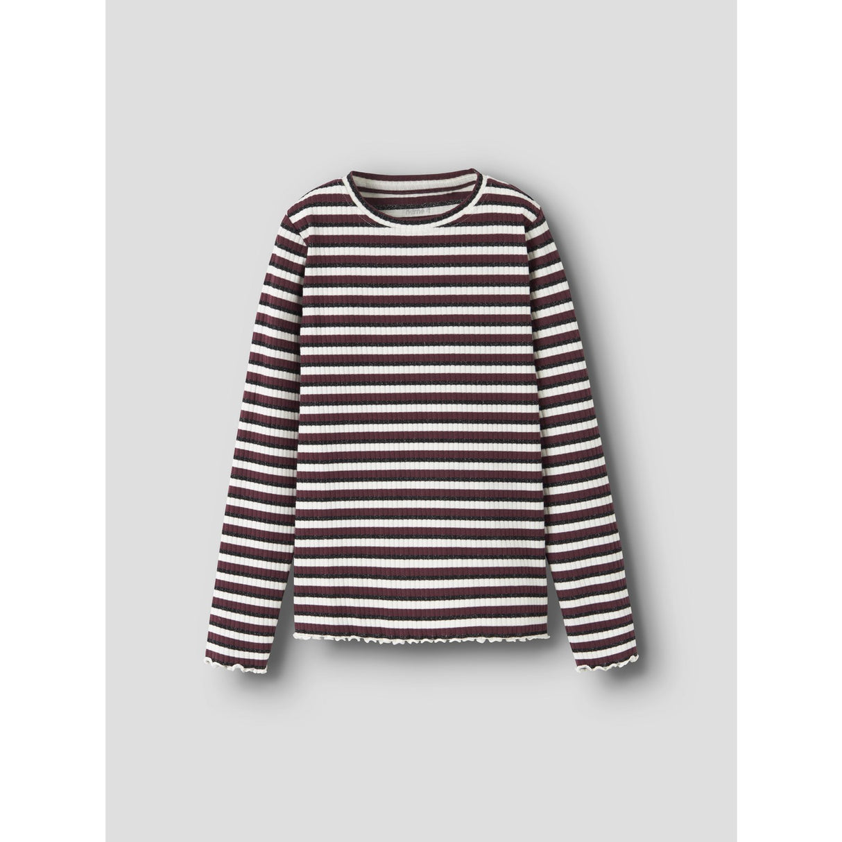 Name It Cloud Dancer Black+Burgundy Nkfvemma Glitter Ls Slim Top