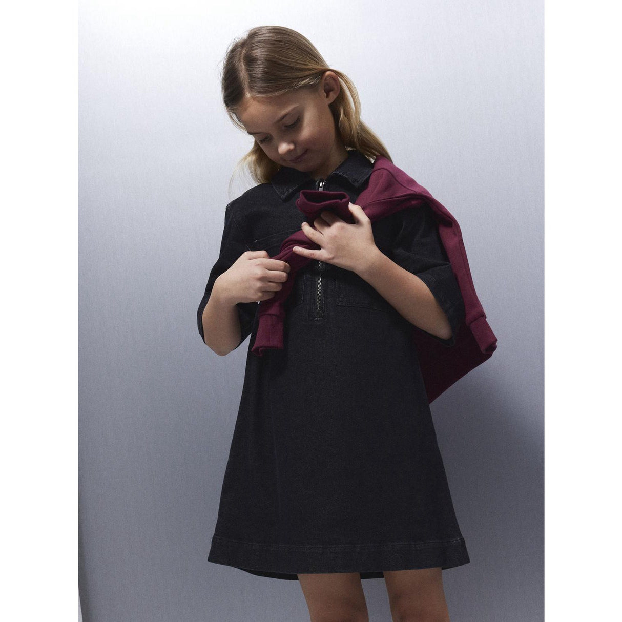 Name It Dark Grey Denim Nkfblake 1/2 Loose Dnm Kjole 6355-Ft R