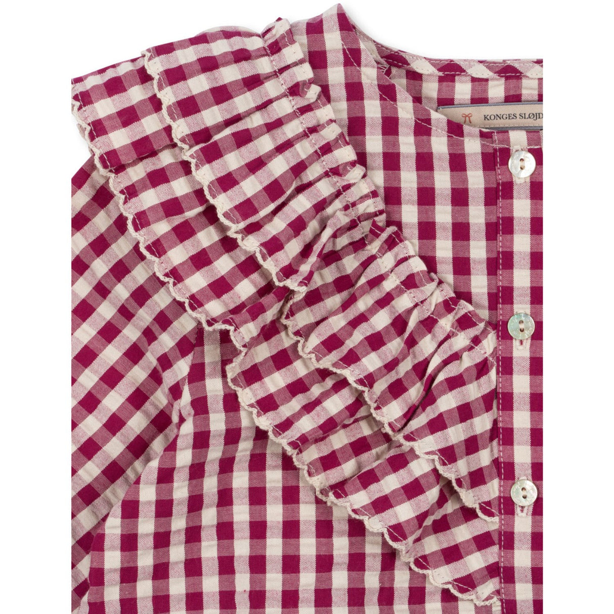 Konges Sløjd Sangria/Butter Check Kim Flæse Bluse GOTS