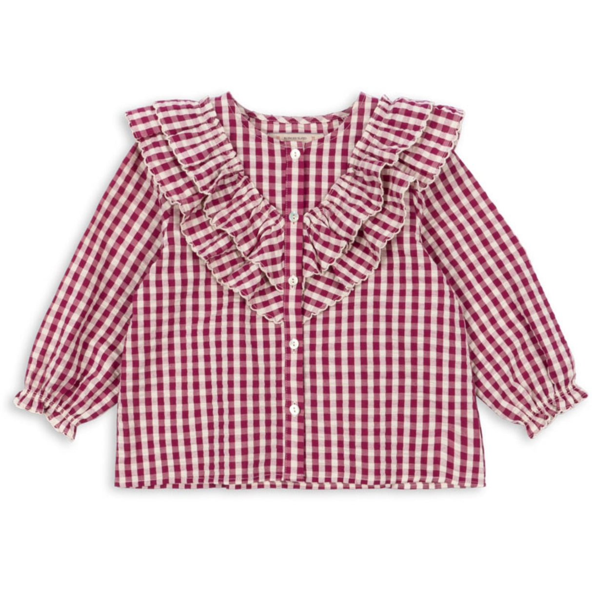Konges Sløjd Sangria/Butter Check Kim Flæse Bluse GOTS