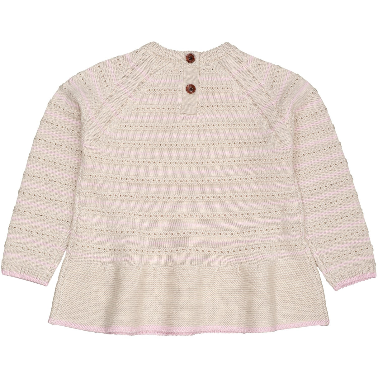 COPENHAGEN COLORS Pale Cream Mel./Bubblegum Comb Merino Hole Pattern Bluse W. Flæse