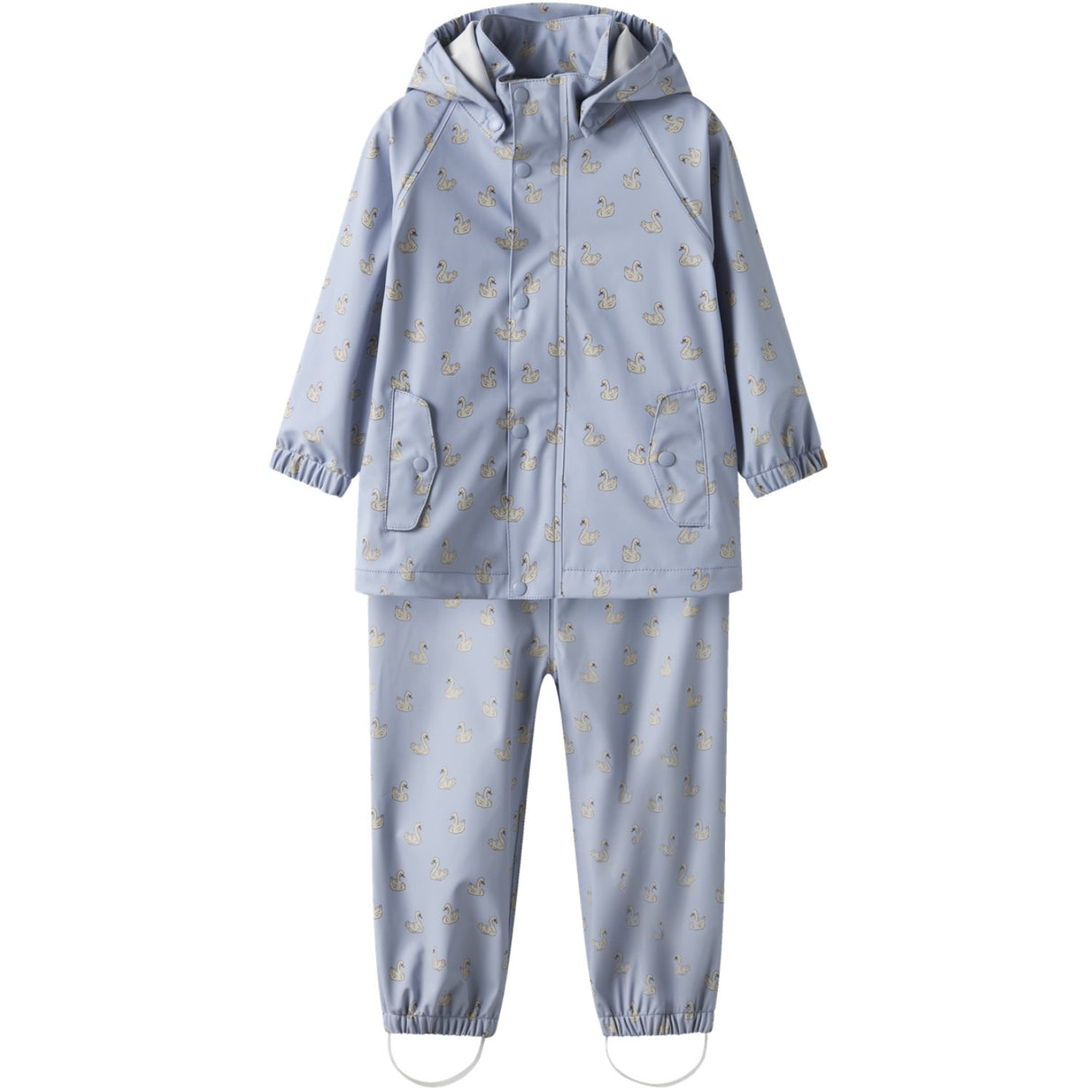 Lil'Atelier Zen Blue Swan Nmfladry10 Rain Sæt Aop Fo Lil