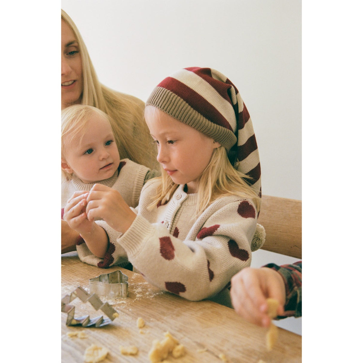 Wheat Offwhite Melange Jacquard Cardigan Hearts