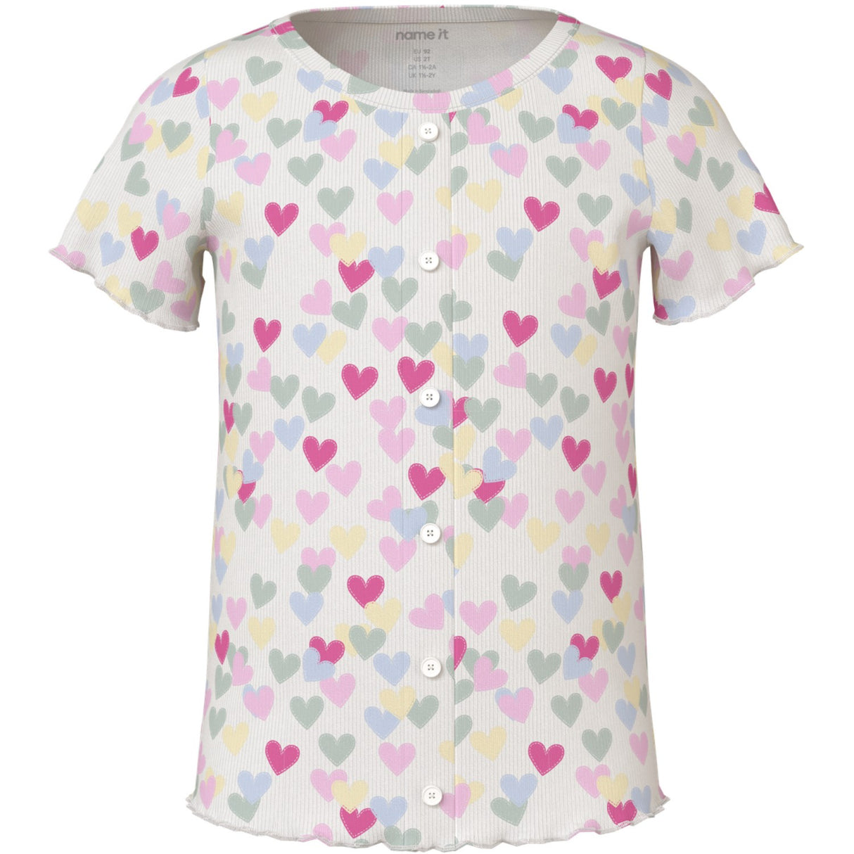 Name It Cloud Dancer Random Hearts Nmfvemia Aop Ss Slim Top