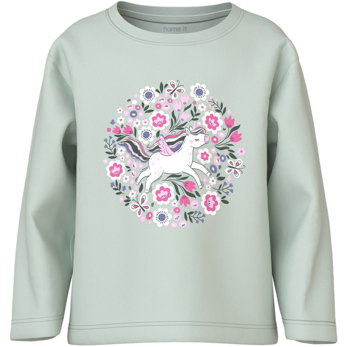 Name It Pale Aqua Unicorn Flowers Nmfveen Ls Nreg Top
