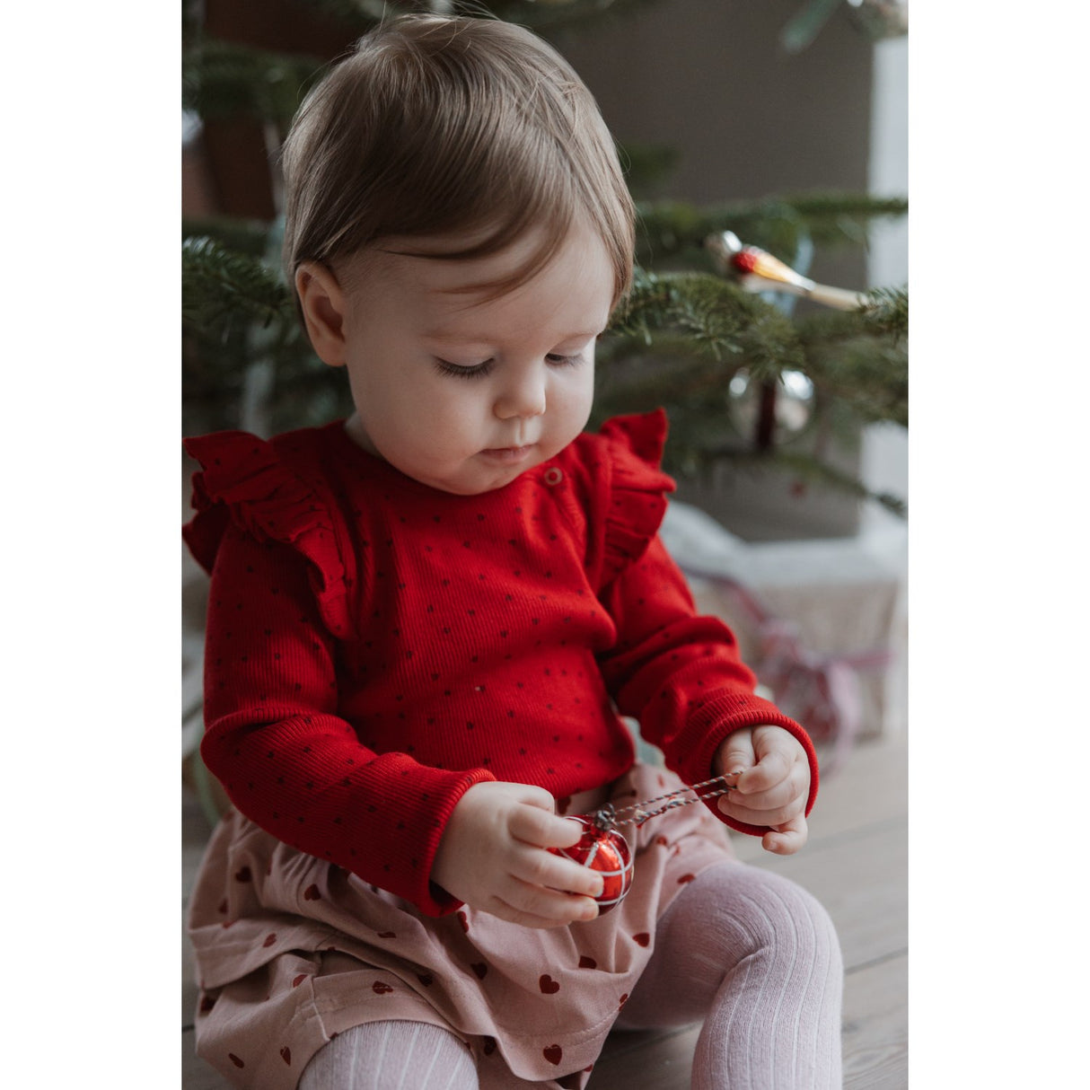 Petit Piao Jet Red/Biking Red Body L/S Flæse Modal Heart