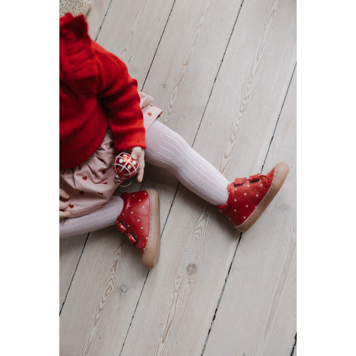 Petit Piao Jet Red/Biking Red Body L/S Flæse Modal Heart