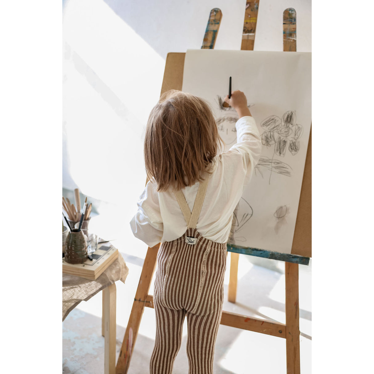 Silly Silas Granola X Cream Striped Special Footless Strømpebukser