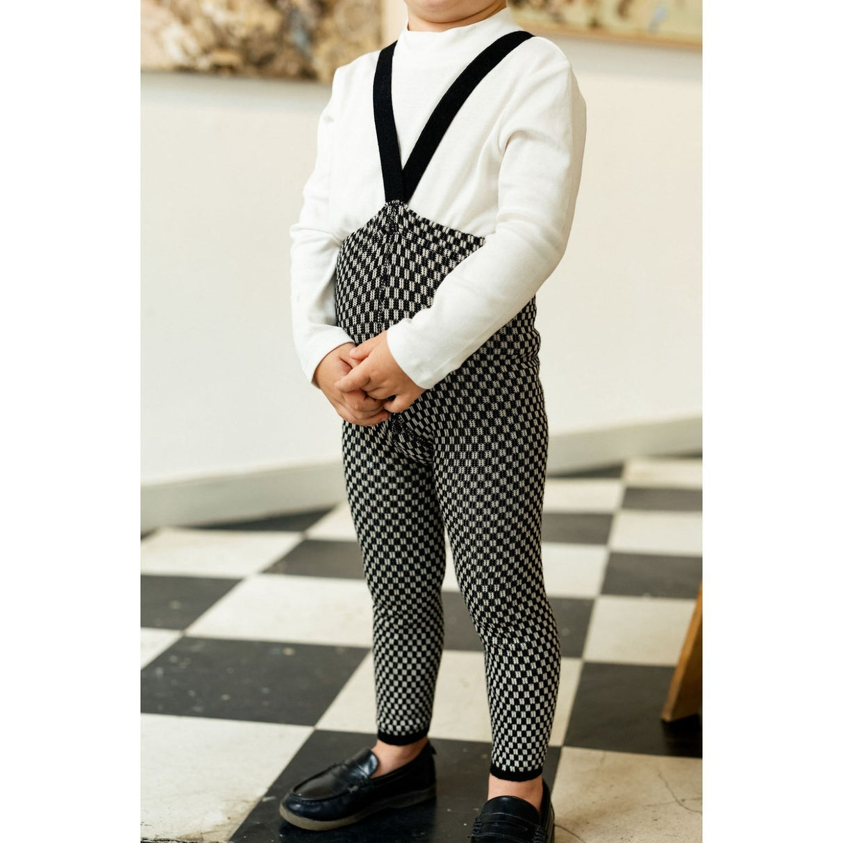 Silly Silas Black X White Checked Special Footless Strømpebukser