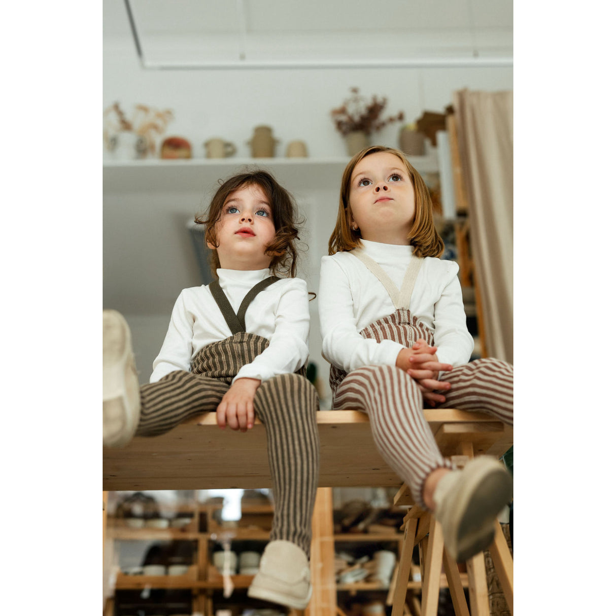 Silly Silas Seaweed Brown X Peanut Striped Special Footed Strømpebukser