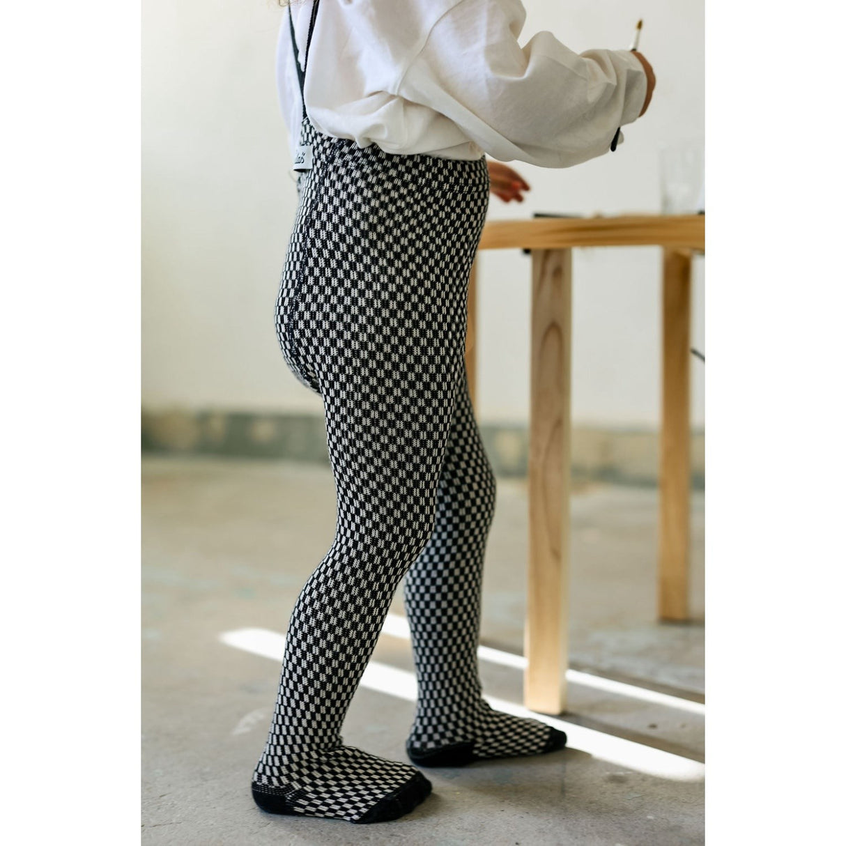 Silly Silas Black X White Checked Special Footed Strømpebukser