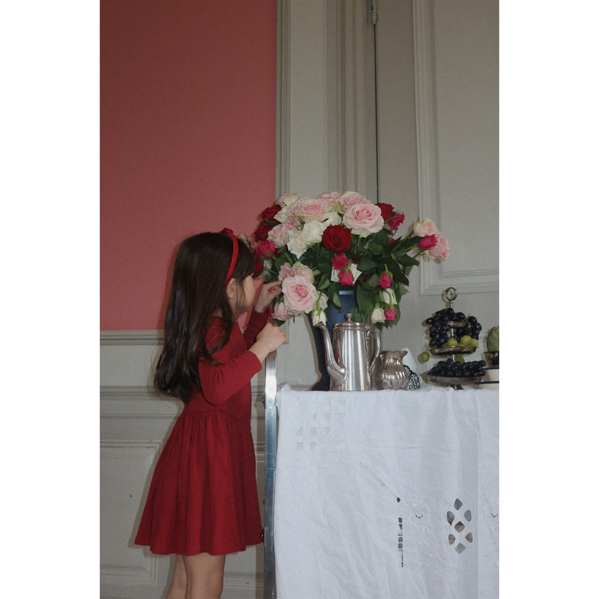 Konges Sløjd Red/Glitter Fløjl Sløjfe Hairbrace