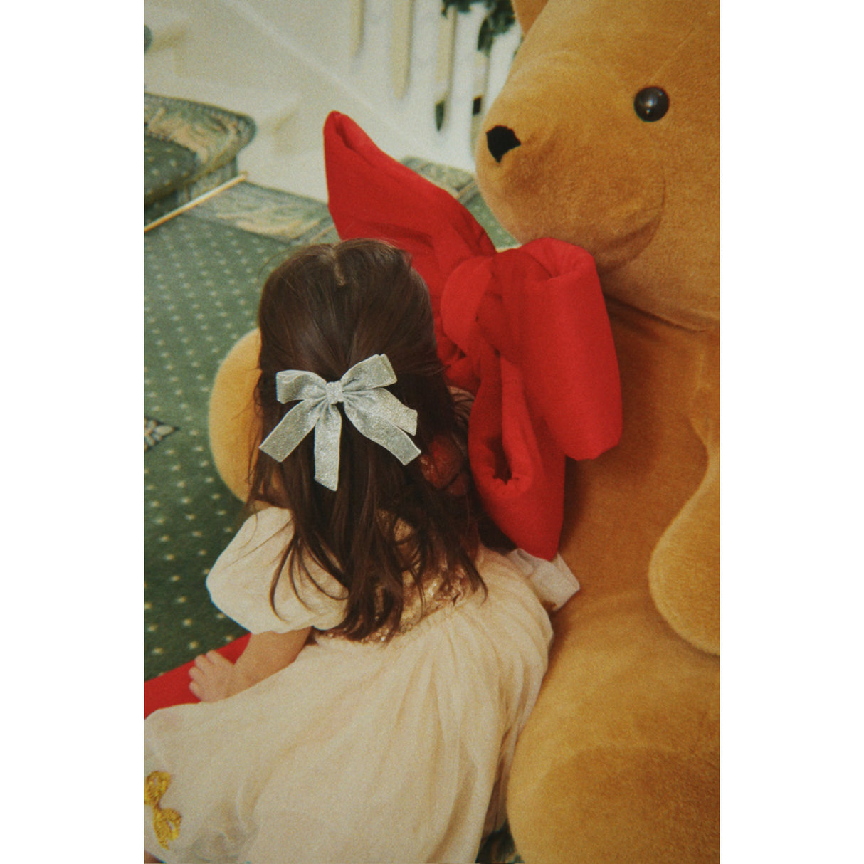 Konges Sløjd Silver Glitter Fløjl Dobbelt Sløjfe Hair Barrette