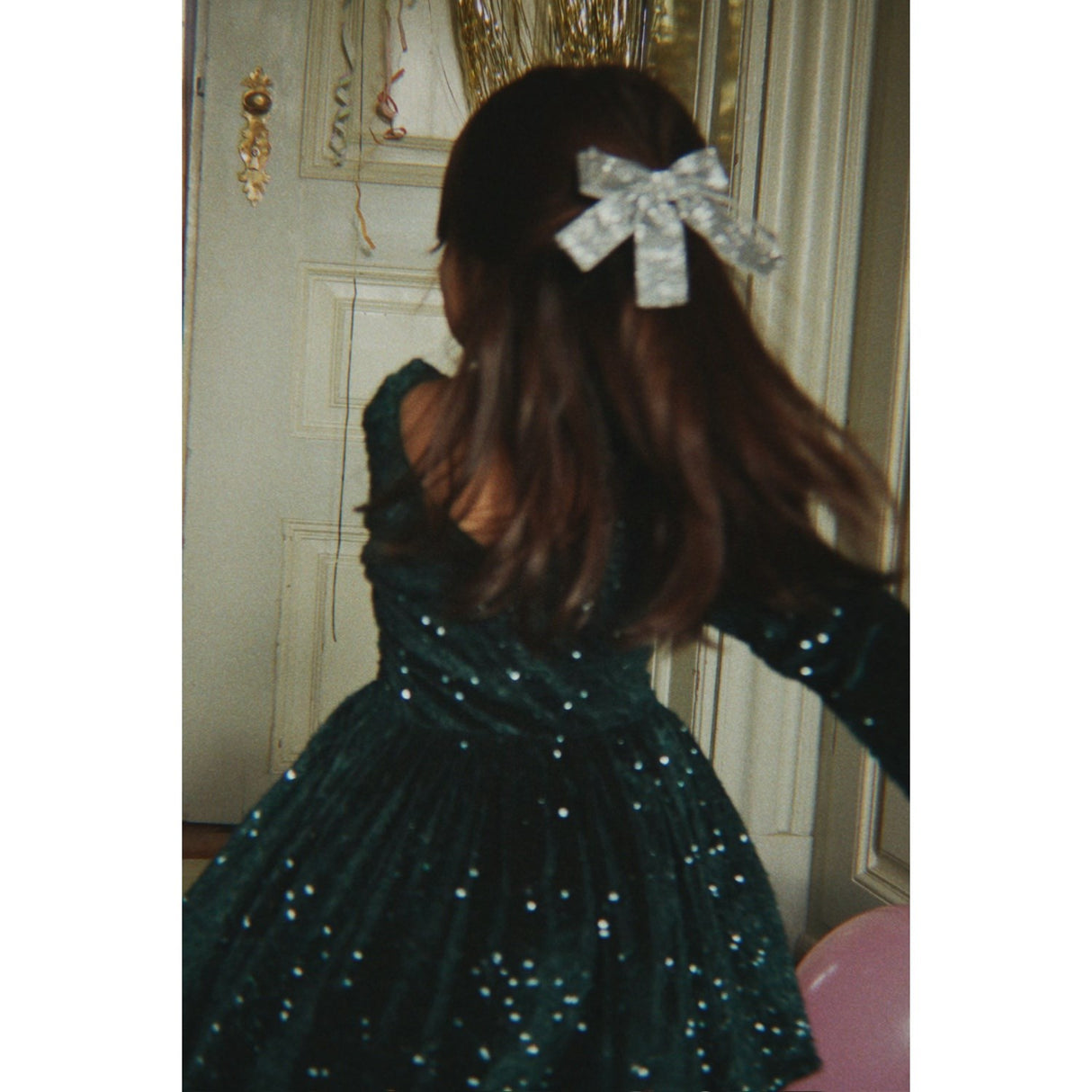 Konges Sløjd Silver Glitter Fløjl Dobbelt Sløjfe Hair Barrette