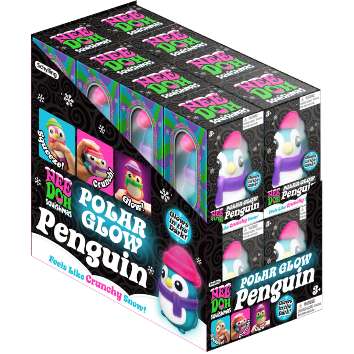 NeeDoh Polar Glow Penguin 3 Asst. CDU