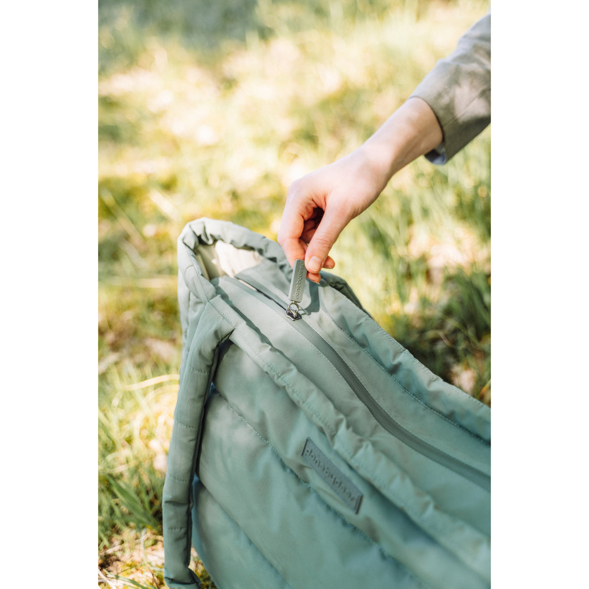 DonebyDeer Green Quiltet Pusle Tote Bag