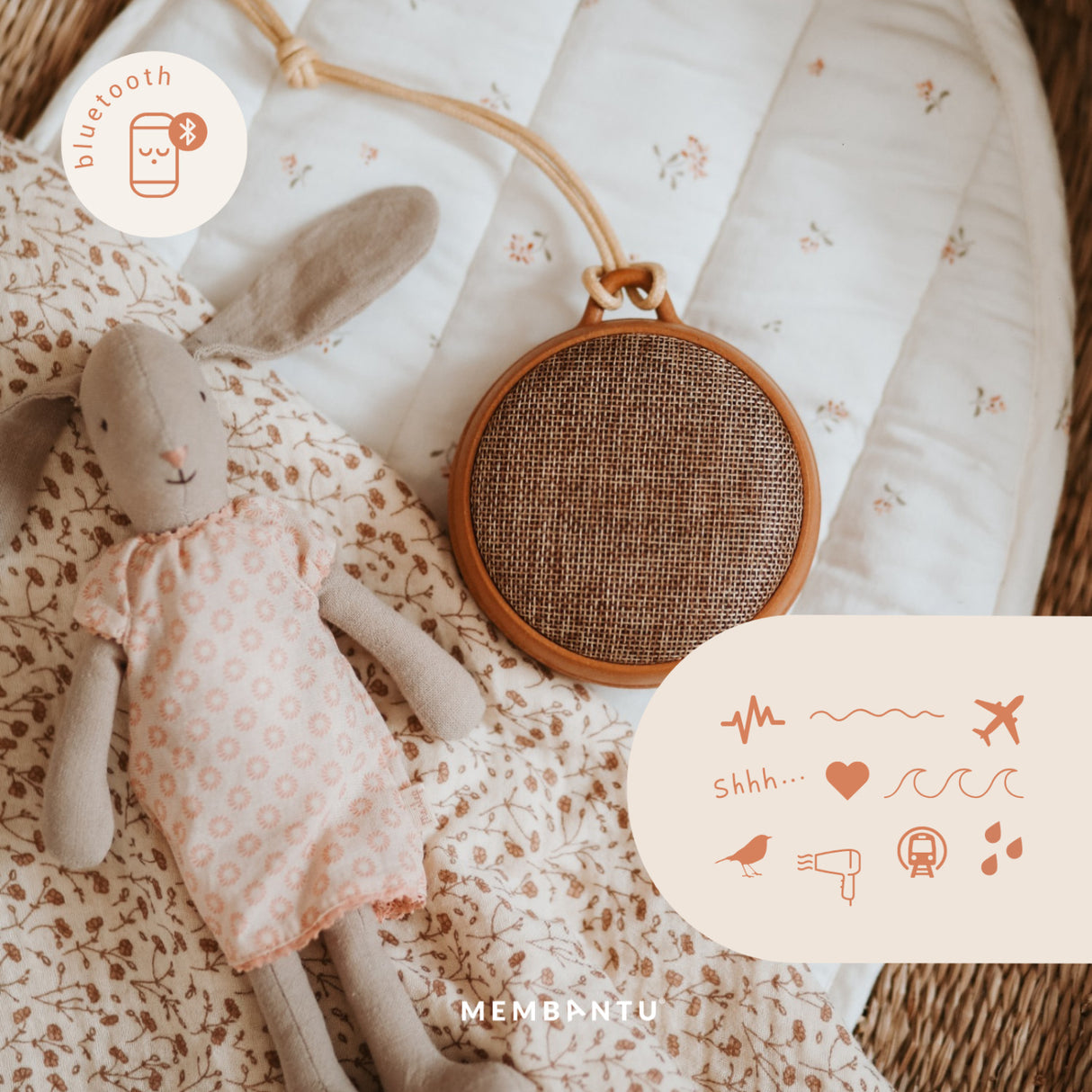 MEMBANTU Wood White Noise Højtaler Echo01