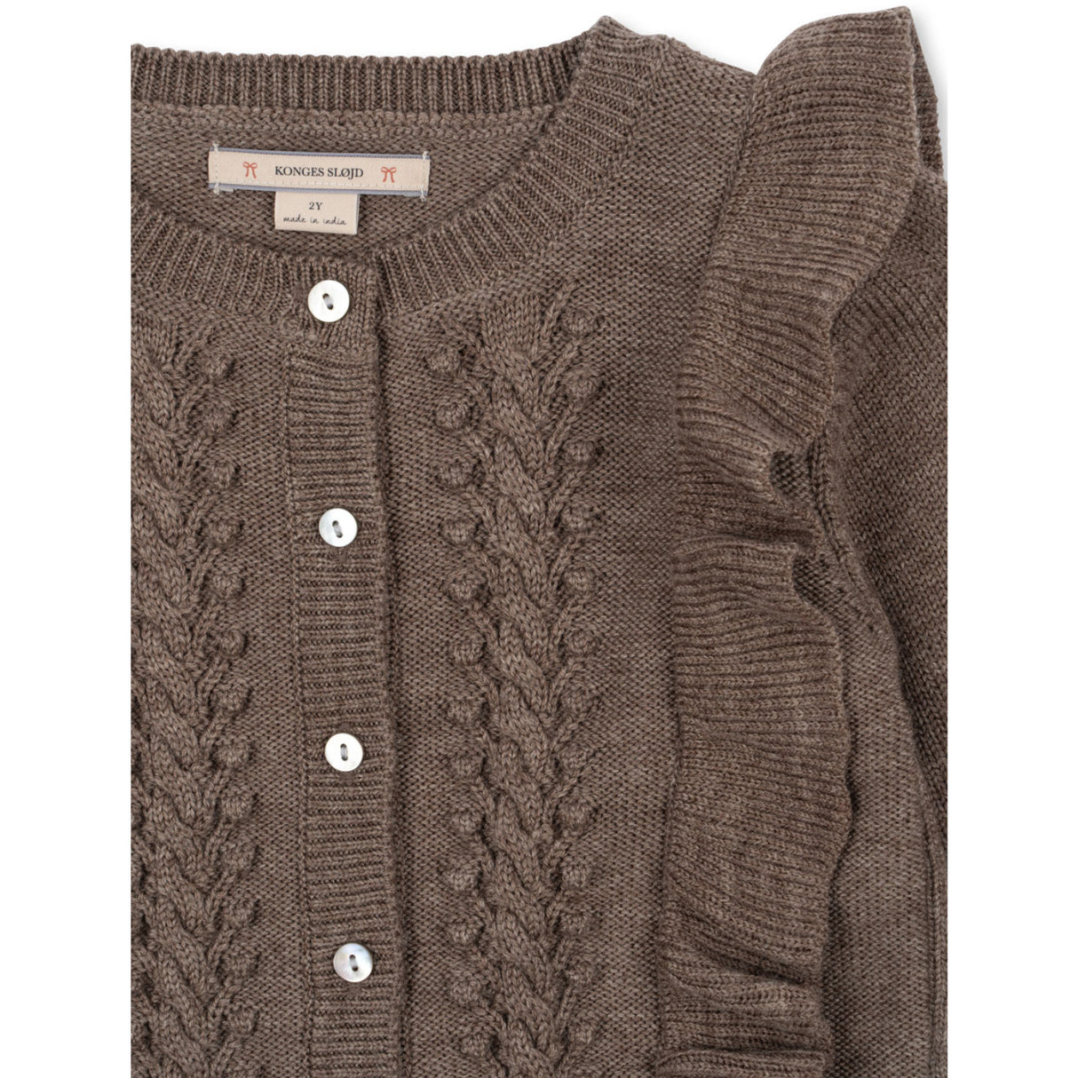Konges Sløjd Bunny Brown Melange Fiol Flæse Cardigan