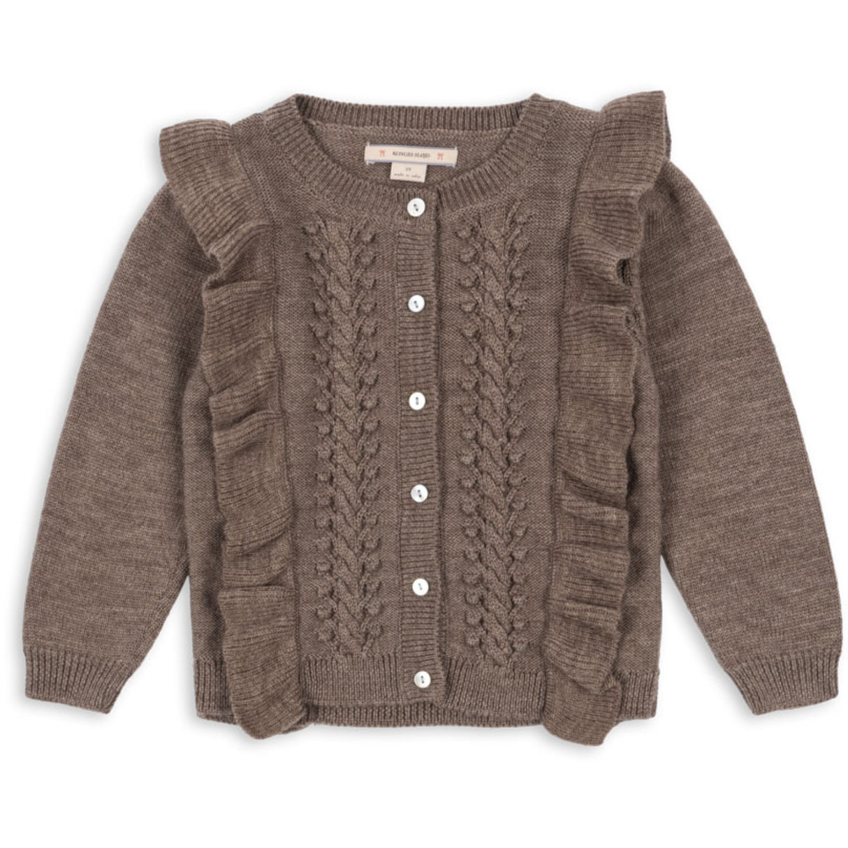 Konges Sløjd Bunny Brown Melange Fiol Flæse Cardigan