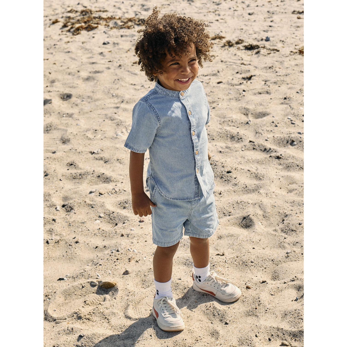 Name It Light Blue Denim Nmmhans Stripe Dnm Ss Skjorte 1910-Ip H