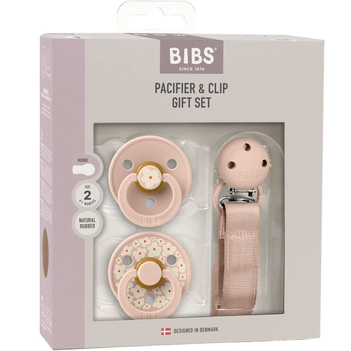 Bibs Blush Sut & Clip Gift Sæt Jasmine Field Latex