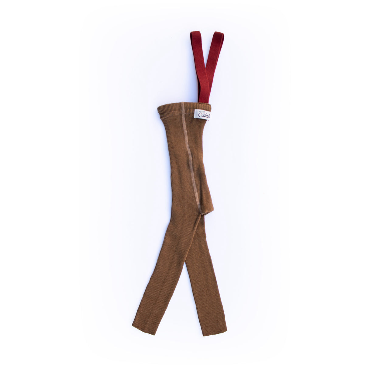 Silly Silas Acorn Brown With Maple Leaf Footless Strømpebukser Christmas Edition