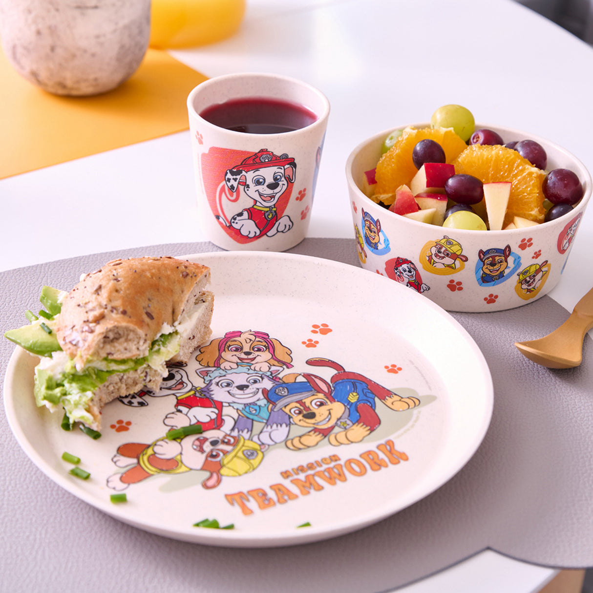 Koziol Organic Moon Small Tallerken + Skål + Kop Connect Grow Paw Patrol