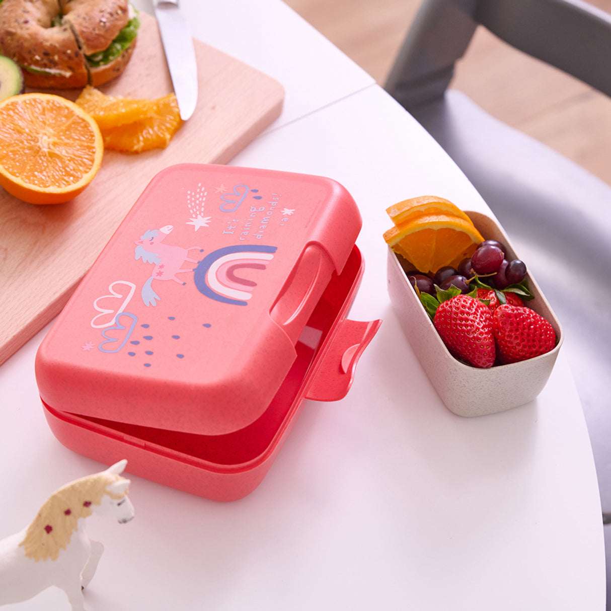 Koziol Organic Coral Red Lunch Box Med Separat Skål Candy L Dreams